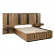 Reon Queen Wall Panel Storage Bed Set with Nightstands-Ash Brown Wood