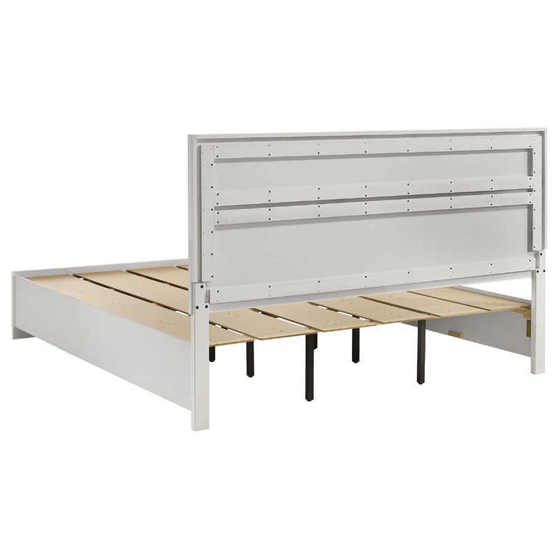Vino White 4 Piece King Bed Set with Storage-Dressers-Glitter Accent