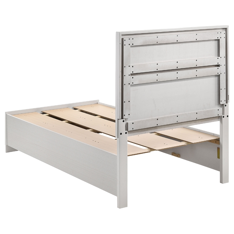 Vino White 5 Piece Twin Bed Set with Storage-Dressers-Glitter Accent