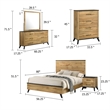 Wemy 5 Piece Full Size Bed Set-Rustic Brown Pine Wood-Tapered Legs