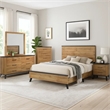 Wemy 5 Piece Full Size Bed Set-Rustic Brown Pine Wood-Tapered Legs