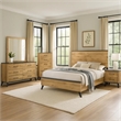 Wemy 5 Piece Full Size Bed Set-Rustic Brown Pine Wood-Tapered Legs