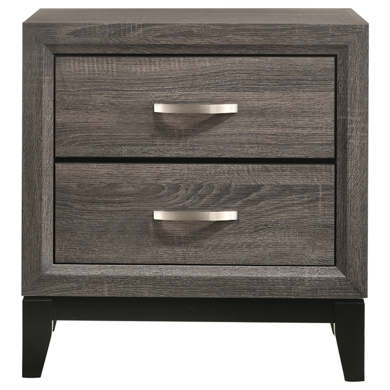 Mela 4pc King Bedroom Set-Nightstand Dresser and Mirror-Oak Gray