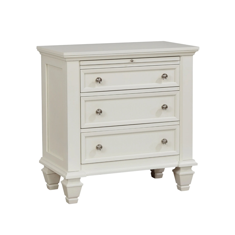 Lila 4 Piece King Bed Set-White Wood Panel Headboard-Vanity Dresser