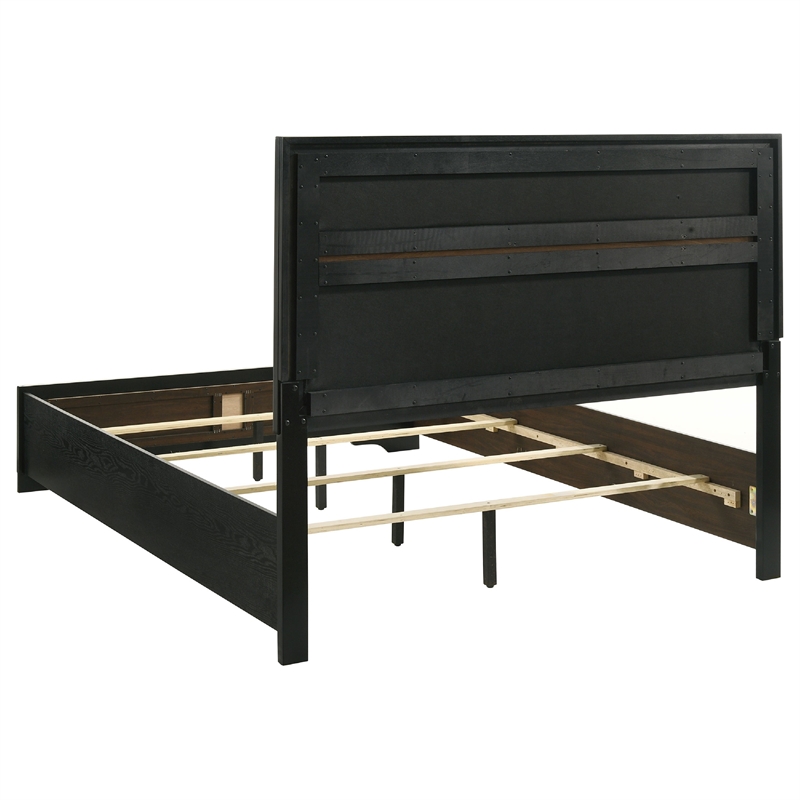 Vino Black 5 Piece King Bed Set with Dressers-Mirror-Glitter Accent