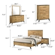 Wemy 5 Piece Queen Size Bed Set-Rustic Brown Pine Wood-Tapered Legs