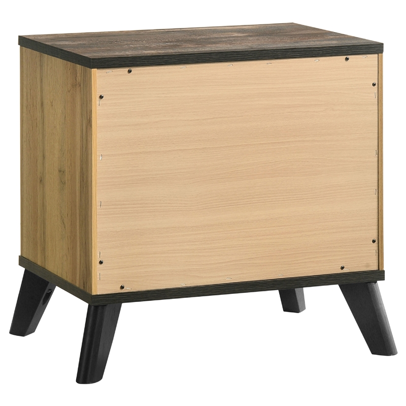 Wemy 4 Piece Full Size Bed Set-Rustic Brown Pine Wood-Tapered Legs