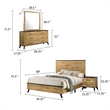 Wemy 4 Piece Full Size Bed Set-Rustic Brown Pine Wood-Tapered Legs