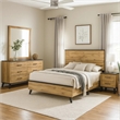 Wemy 4 Piece Full Size Bed Set-Rustic Brown Pine Wood-Tapered Legs