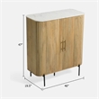 Cid Jolie Accent Cabinet-47 Inch Marble Top-Reeded Mango Wood-2 Doors