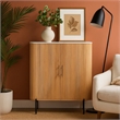 Cid Jolie Accent Cabinet-47 Inch Marble Top-Reeded Mango Wood-2 Doors