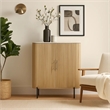 Cid Jolie Accent Cabinet-47 Inch Marble Top-Reeded Mango Wood-2 Doors