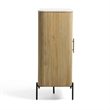 Cid Jolie Accent Cabinet-47 Inch Marble Top-Reeded Mango Wood-2 Doors