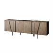 Cid Monc Sideboard Buffet-75 Inch-Walnut Veneer-4 Doors w Black Inlay Accents