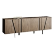 Cid Monc Sideboard Buffet-75 Inch-Walnut Veneer-4 Doors w Black Inlay Accents
