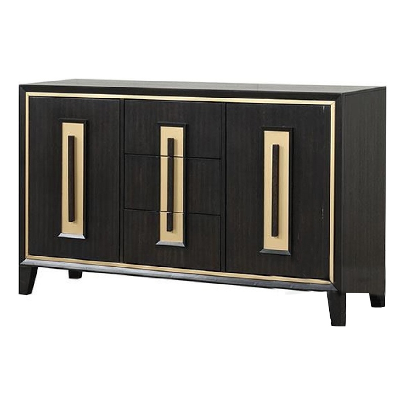 Yada Sideboard Buffet Server-Espresso Brown Wood-3 Drawers 2 Doors-60 Inch
