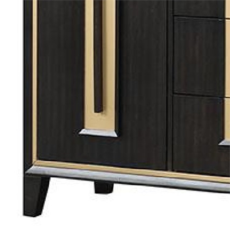 Yada Sideboard Buffet Server-Espresso Brown Wood-3 Drawers 2 Doors-60 Inch
