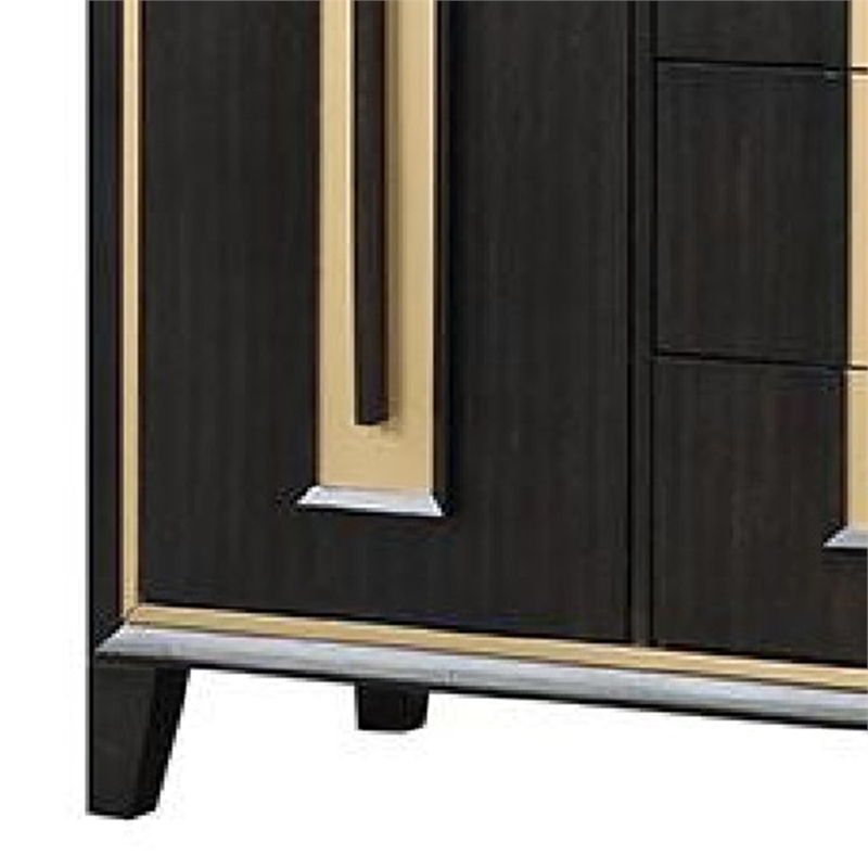 Yada Sideboard Buffet Server-Espresso Brown Wood-3 Drawers 2 Doors-60 Inch