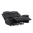 Hanna Power Double Reclining Loveseat-Black Leather-USB-64 Inch