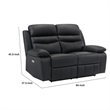 Hanna Power Double Reclining Loveseat-Black Leather-USB-64 Inch