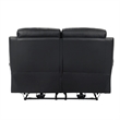 Hanna Power Double Reclining Loveseat-Black Leather-USB-64 Inch