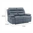 Hanna Manual Double Reclining Loveseat-Blue Top Grain Leather 64 Inch
