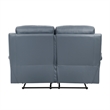 Hanna Manual Double Reclining Loveseat-Blue Top Grain Leather 64 Inch