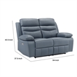 Hanna Power Double Recliner Loveseat-Blue Leather-USB-64 Inch