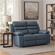 Hanna Power Double Recliner Loveseat-Blue Leather-USB-64 Inch