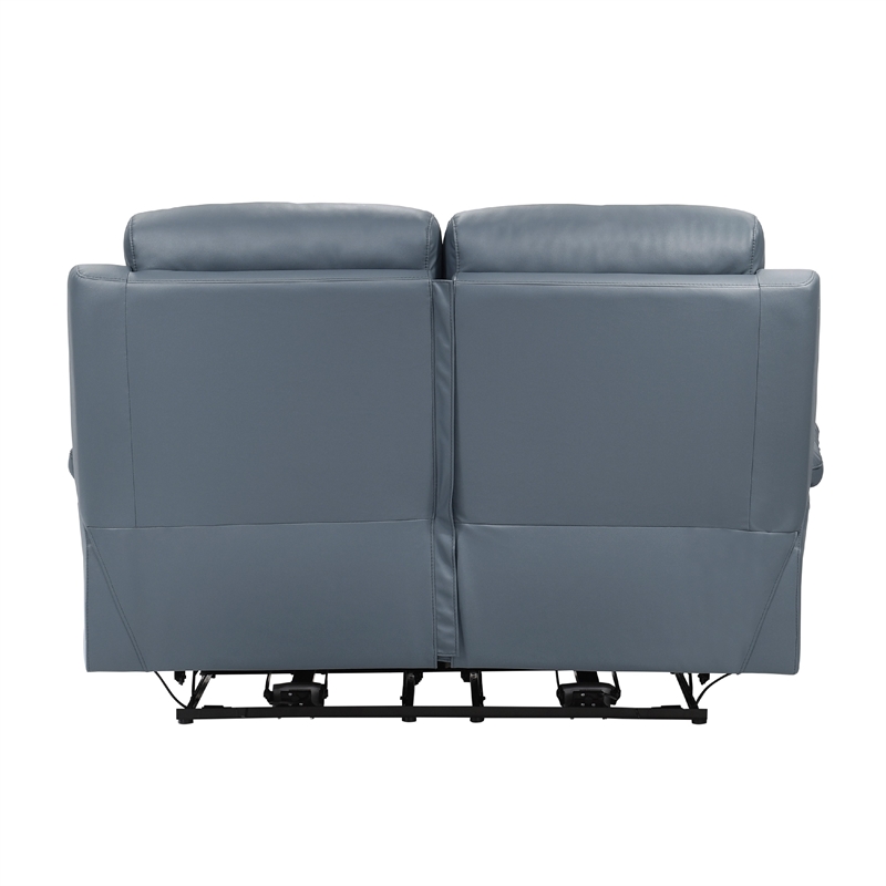 Hanna Power Double Recliner Loveseat-Blue Leather-USB-64 Inch