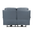 Hanna Power Double Recliner Loveseat-Blue Leather-USB-64 Inch