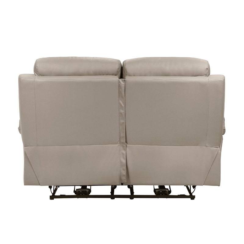 Hanna Power Dual Recliner Loveseat-Latte Brown Leather-USB-64 Inch