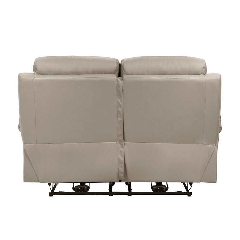 Hanna Power Dual Recliner Loveseat-Latte Brown Leather-USB-64 Inch