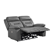 Conia Power Double Recliner Loveseat-Dark Gray Leather-USB-63 Inch