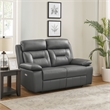 Conia Power Double Recliner Loveseat-Dark Gray Leather-USB-63 Inch