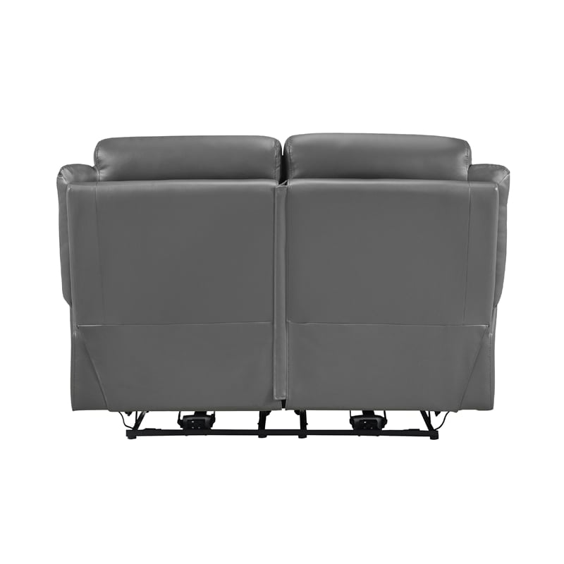 Conia Power Double Recliner Loveseat-Dark Gray Leather-USB-63 Inch