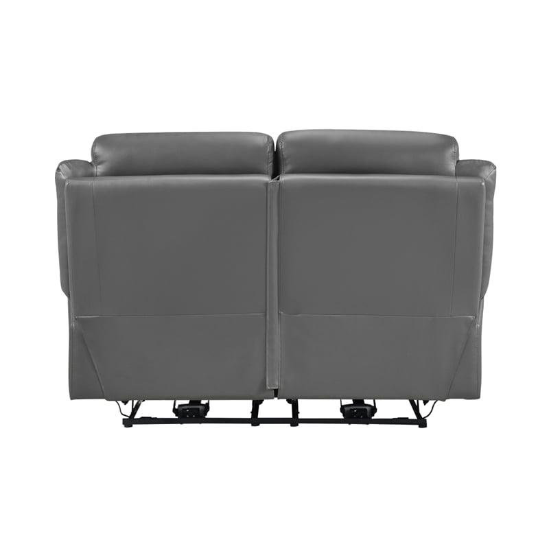 Conia Power Double Recliner Loveseat-Dark Gray Leather-USB-63 Inch