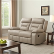 Conia Manual Double Reclining Loveseat-Latte Beige Leather-63 Inch