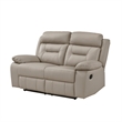 Conia Manual Double Reclining Loveseat-Latte Beige Leather-63 Inch