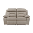 Conia Manual Double Reclining Loveseat-Latte Beige Leather-63 Inch
