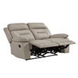Conia Manual Double Reclining Loveseat-Latte Beige Leather-63 Inch
