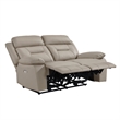 Conia Power Double Recliner Loveseat-USB-Latte Beige Leather 63 Inch