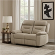 Conia Power Double Recliner Loveseat-USB-Latte Beige Leather 63 Inch