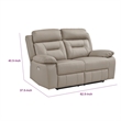 Conia Power Double Recliner Loveseat-USB-Latte Beige Leather 63 Inch
