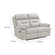 Conia Manual Dual Recliner Loveseat-Light Gray Silver Leather 63 Inch