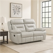 Conia Manual Dual Recliner Loveseat-Light Gray Silver Leather 63 Inch