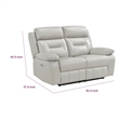 Conia Power Dual Recliner Loveseat-Light Silver Leather-USB-63 Inch