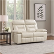 Conia Power Dual Recliner Loveseat-Light Silver Leather-USB-63 Inch