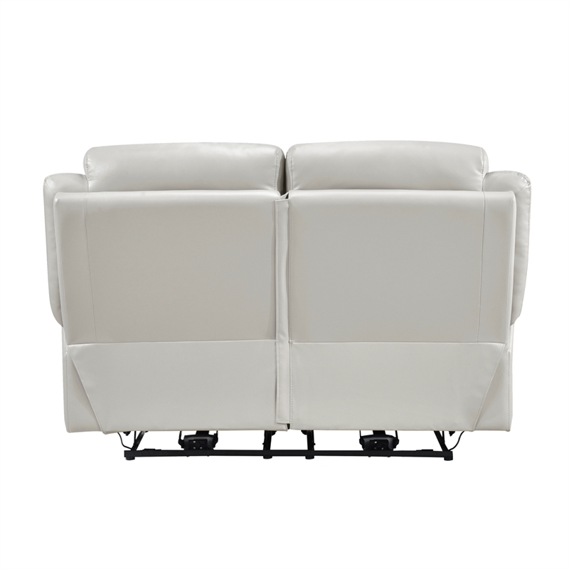 Conia Power Dual Recliner Loveseat-Light Silver Leather-USB-63 Inch