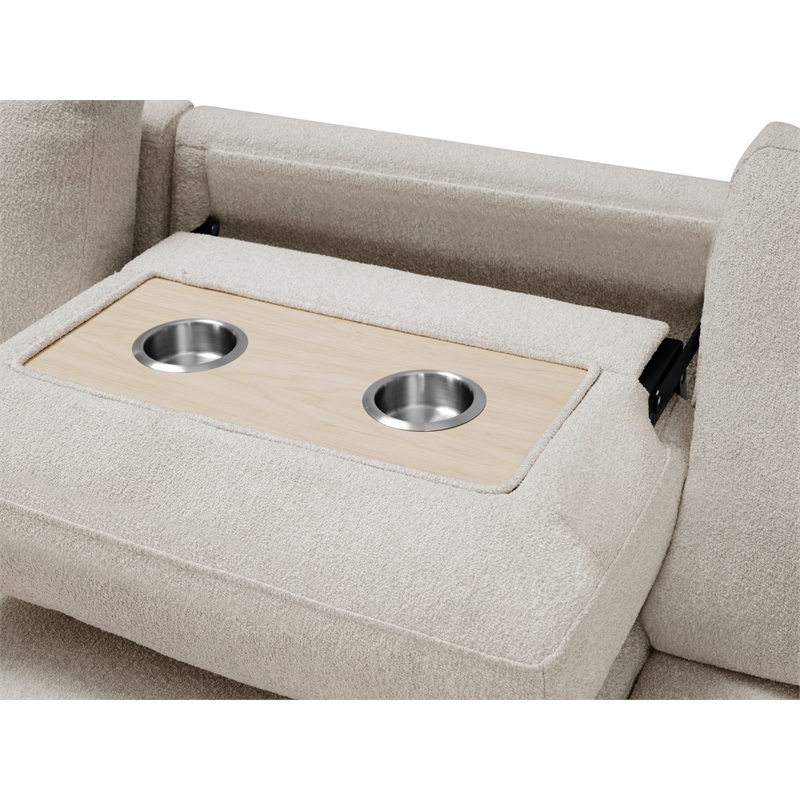 Ompa Modular Armless Sofa with Storage-Cream Beige Boucle-52 Inch